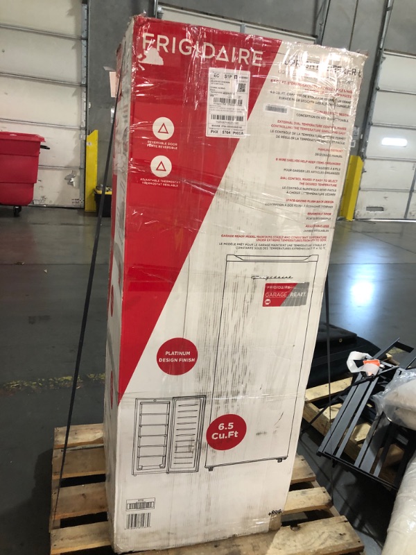 Photo 1 of ***TRUCK/TRAILER PICKUP ONLY***Frigidaire Upright Freezer, 6.5 cu. ft., Deep Freeze, Vinyl Coated Metal with Wire Shelving, Compact for Kitchen, RV, Dorm, Cabin, and Trailer, Platinum Design Series, Silver - 21D x 23W x 56H