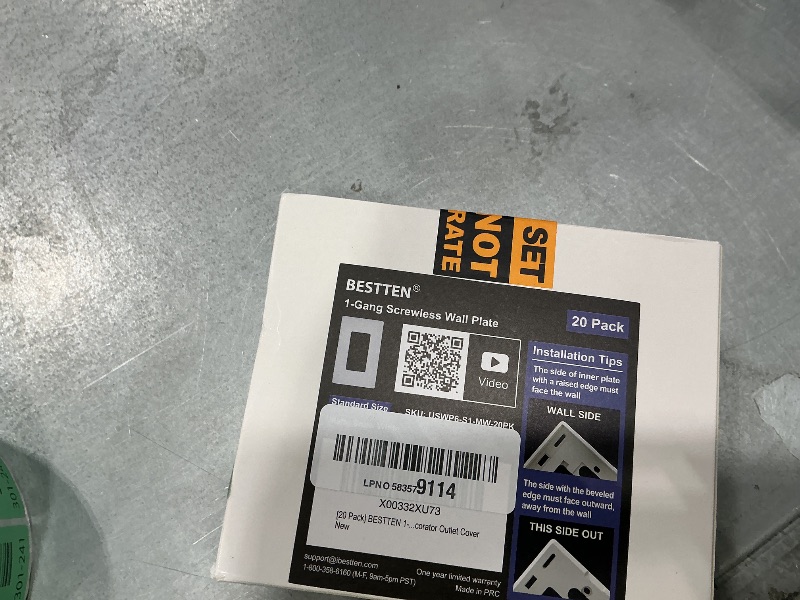 Photo 1 of (20 Pack) BESTTEN USWP6 Matte Snow White Series, 1-Gang Screwless Wall Plate, Decorator Outlet Cover, Decor Switch Plate, H4.69” x W2.91”, for Dimmer, USB, GFCI, Receptacle