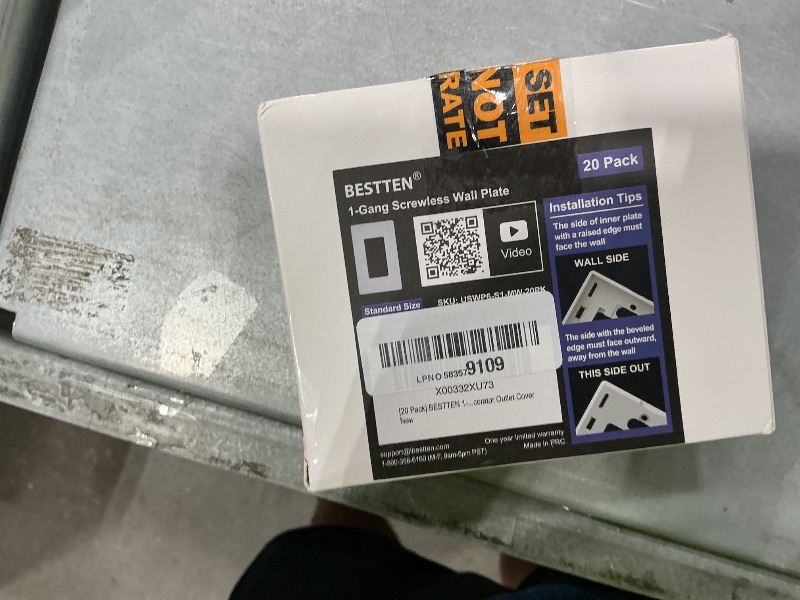 Photo 1 of (20 Pack) BESTTEN USWP6 Matte Snow White Series, 1-Gang Screwless Wall Plate, Decorator Outlet Cover, Decor Switch Plate, H4.69” x W2.91”, for Dimmer, USB, GFCI, Receptacle