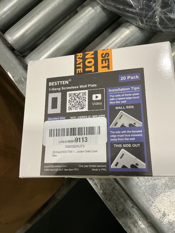 Photo 1 of (20 Pack) BESTTEN USWP6 Matte Snow White Series, 1-Gang Screwless Wall Plate, Decorator Outlet Cover, Decor Switch Plate, H4.69” x W2.91”, for Dimmer, USB, GFCI, Receptacle