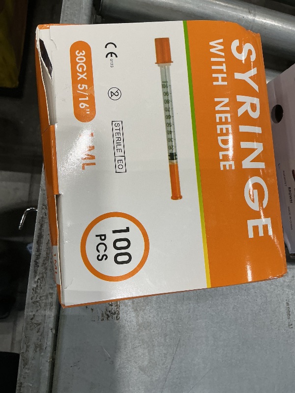 Photo 1 of 100 Pack 1ml Syringes with Needle-30Ga 5/16 Inch, Individually Sealed Packaging