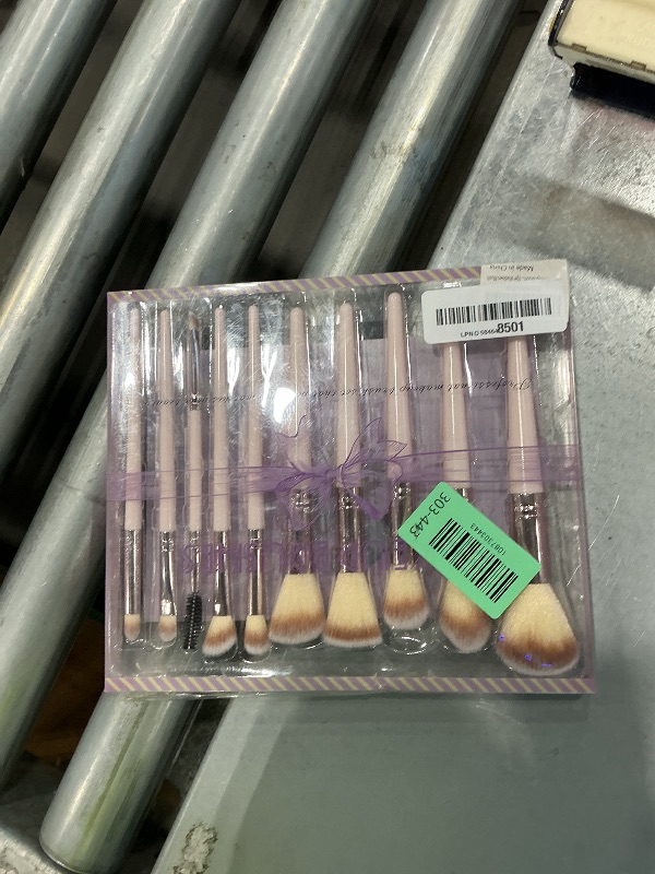 Photo 1 of 10 PCS Pink Makeup Brush Set, Premium Synthetic Travel Makeup Brushes