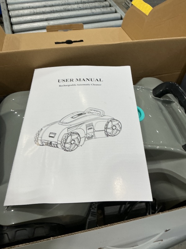 Photo 1 of **View Clerk Notes**LanOcean Cordless Automatic Pool Cleaner Robot, Efficient Pool Vacuum Robot w/Self-Parking, 120Min Runtime, Auto Debris Removal, Ideal for Daily Maintenance of Flat Above Ground & Inground Pools-Gray