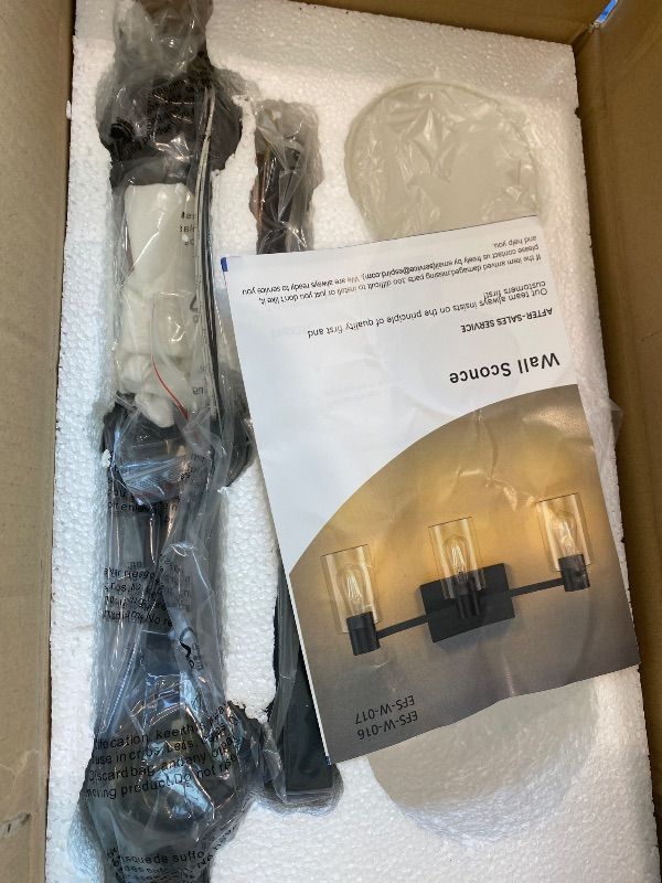 Photo 1 of *See Clerk Notes*Esfos 3-Light Matte Black Wall Sconces for Bathroom, Modern Vanity Light Fixtures Over Mirror, Bathroom Light Fixtures with Clear Glass Shade, E26 Wall Sconces for Living Room, Hallway