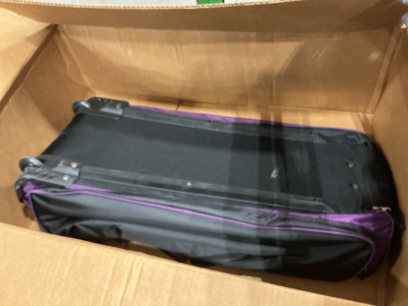 View 3 of [handle is broken] Travelers Club 30" Xpedition Upright Rolling Travel Duffel Bag, Purple