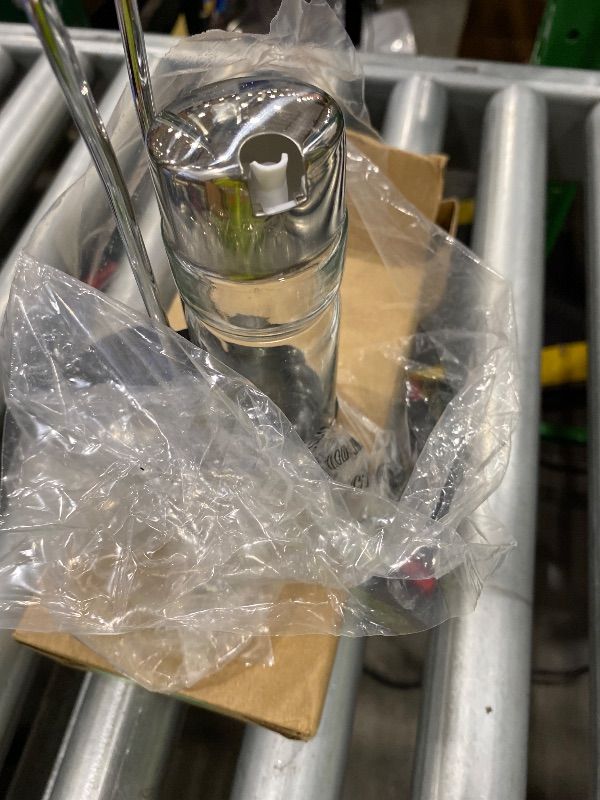 Photo 1 of [ ONE DISPENSER IS MISSING FROM SET] Oil and Vinegar Dispenser Set with Stainless Steel Holder,Clear Glass Olive Oil Dispenser Bottle