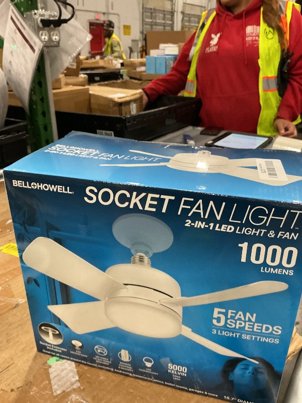 View 2 of [SOLD FOR PARTS] SOCKET BREEZE 15.4" Socket Fan Light Celing Fan with Remote Control