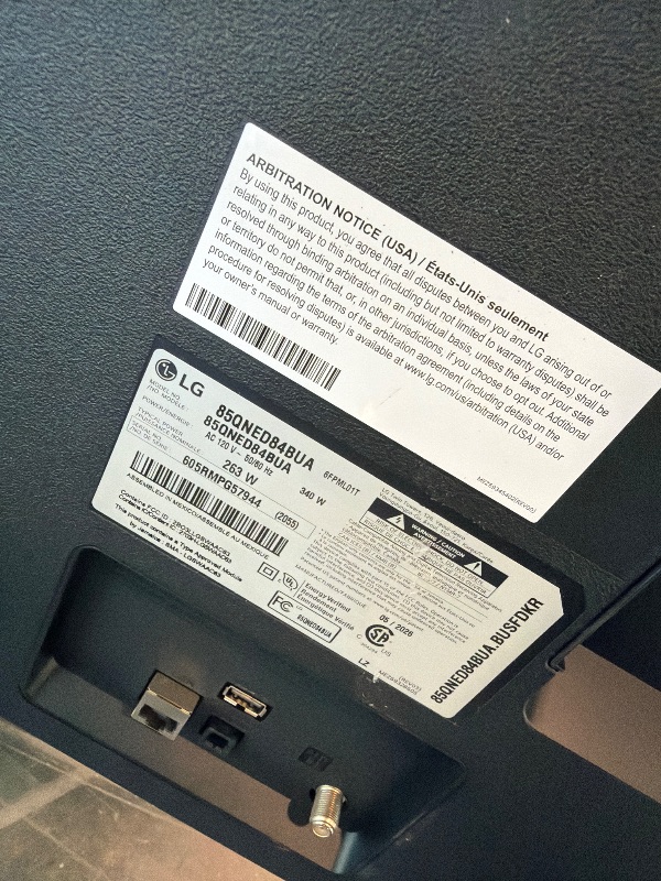 Photo 1 of ****PARTS ONLY*****LG 85-Inch QNED evo AI QNED84B Series Mini LED 4K Smart TV