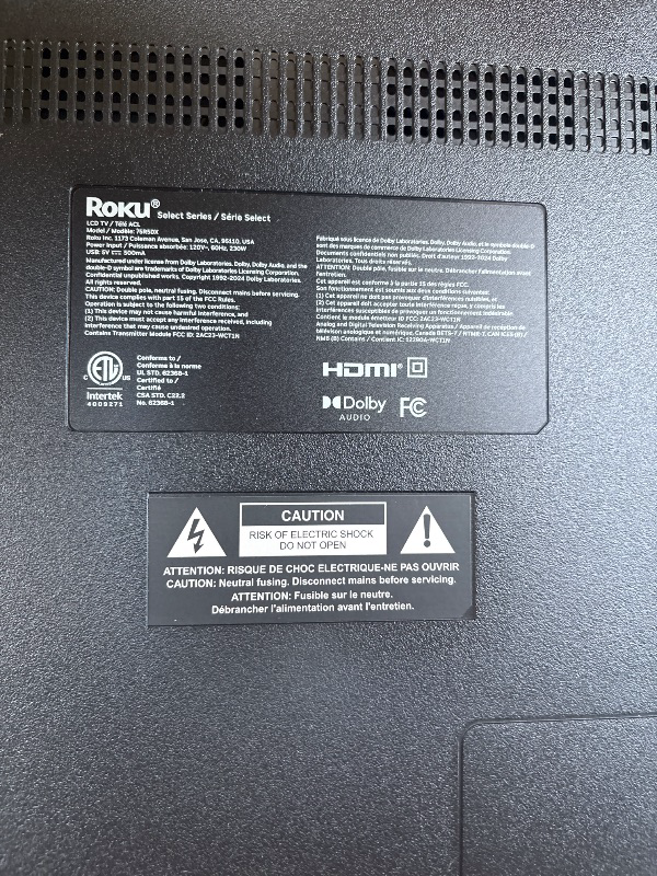 View 5 of *** parts only *** Roku 75" Select Series 4K QLED Smart TV