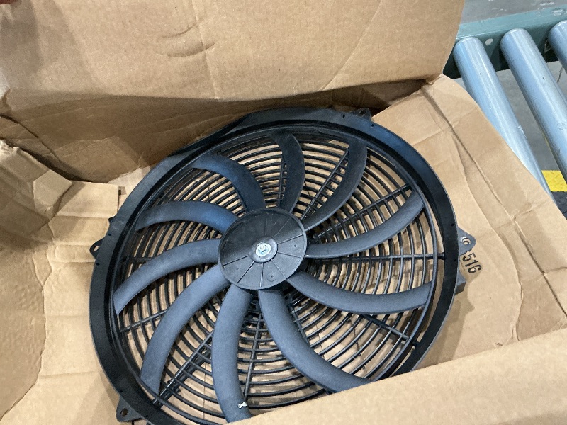 View 2 of 16 Inch Slim Fan Push Pull Electric Radiator Cooling Fan Universal High Performance 12V 120W Motor with Fan Mounting Kit (Black)