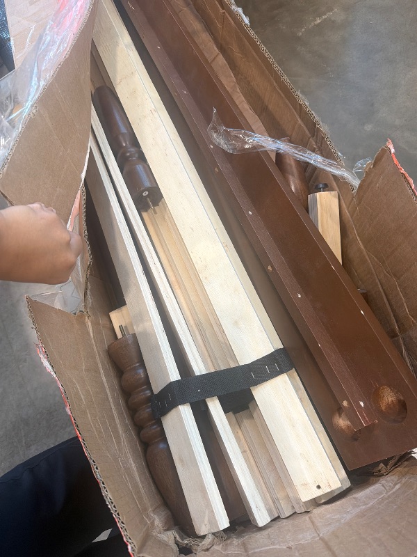 View 5 of *** no headboard *** KEIKI King Size Spindle Bed Frame - Walnut