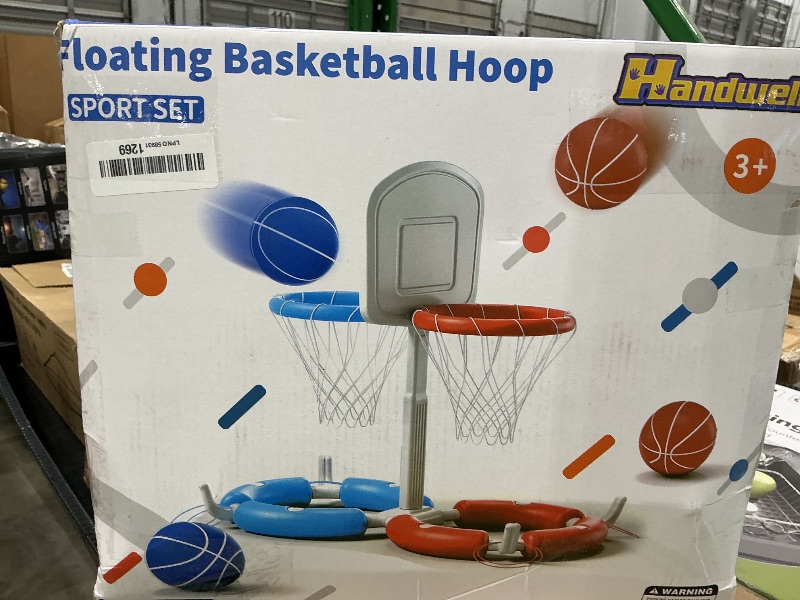 Photo 1 of [MISSING PIECES] Double Pool Basketball Hoop with Backboard &Ring Toss Game, 2-in-1 Floating Pool Toy with 4 Balls 8 Rings&Pump,2 Player Games Summer Activities for Kids 5-8 8-12& Adult,Outdoor Swimming Party Gifts