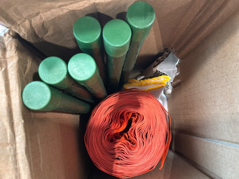 Photo 1 of [Missing some stakes] PotatoLife Plastic Fence Extra Strength with Stakes, 40'' x 100' Roll (Orange, 40'' x 100')