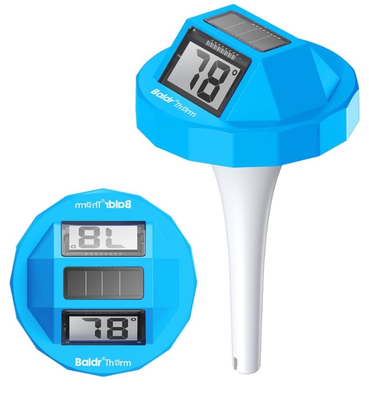 View 1 of ***MAJOR DAMAGE***
BaldrTherm Pool Thermometer Digital Floating, Swimming Pool Water Temperature Sensor, 2026 New Upgrade | Solar Powered | Easy Read | High Precision | Anti-Fog, for Hot Tub, Spa&Ice Bath (Light Blue)