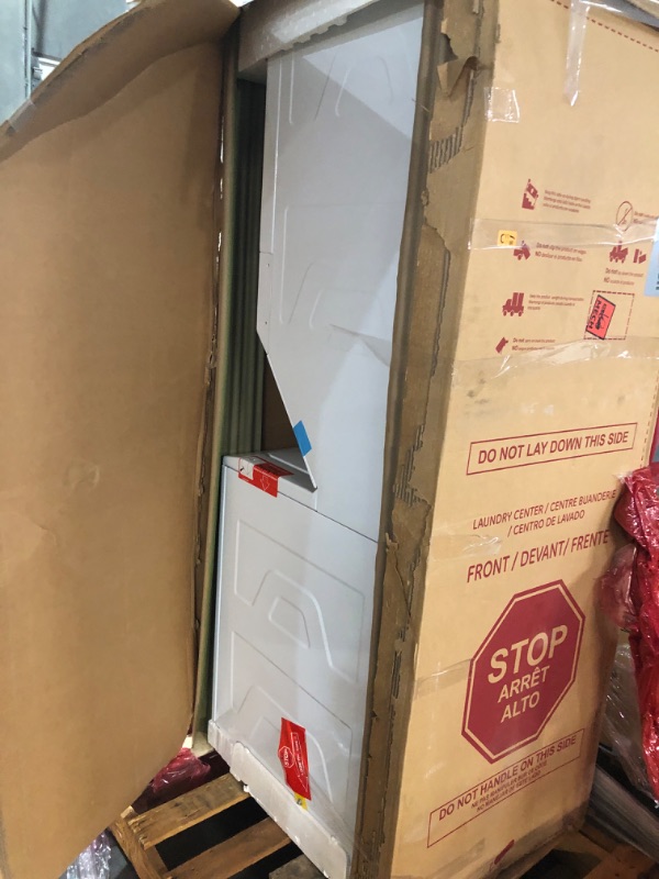 View 2 of ***TRUCK/TRAILER PICKUP ONLY*** GE GUD27ESSMWW Unitized Spacemaker 3.8 Washer with Stainless Steel Basket and 5.9 Cu. Ft. Capacity Electric Dryer, White