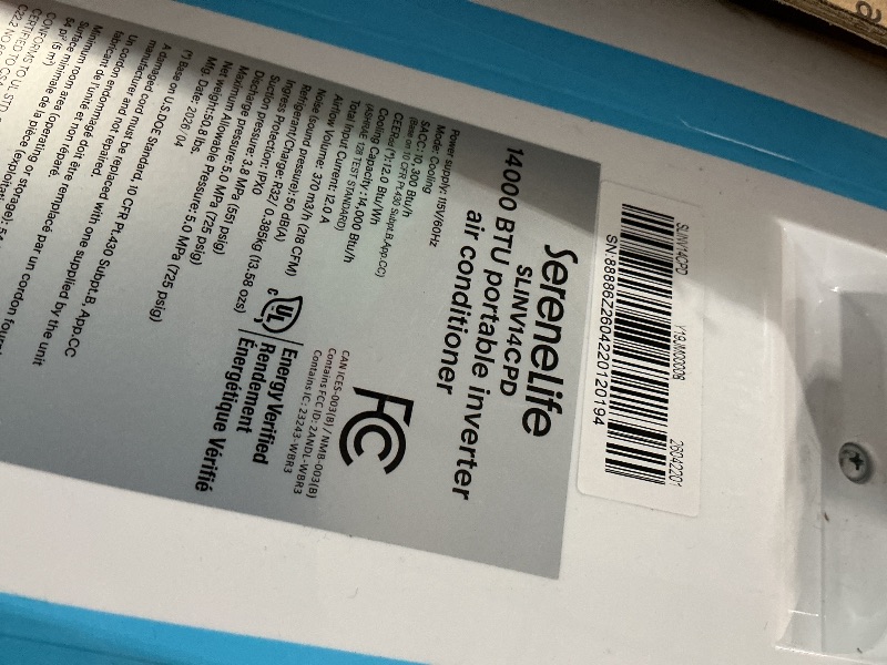 View 2 of *** PARTS ONLY / WILL NOT STAY ON ***
SereneLife 14000 BTU Inverter Portable Air Conditioner with Wi-Fi | Portable AC Unit with Dehumidifier, Fan Modes, Dual Hose System | Compact Standing Air Conditioner with Window Kit (White)