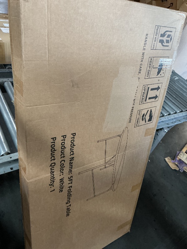View 2 of **FACTORY SEALED** JALANCY 5 FT Round Folding Table | White | Portable Plastic Table