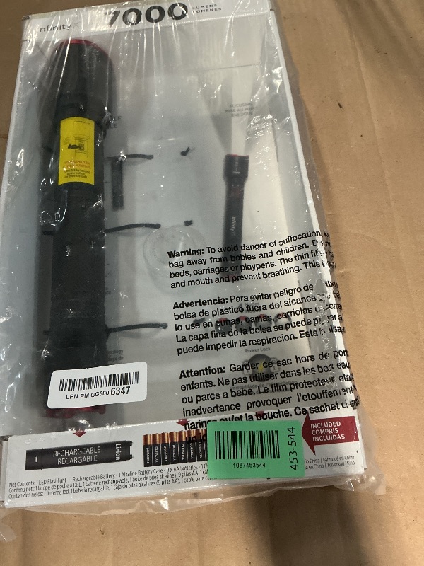 View 2 of ***MISSING PARTS***Infinity X1 7000L Dual Power Rechargeable Flashlight,7000 Lumen CREE LED with Adjustable Focus and Heat Lock