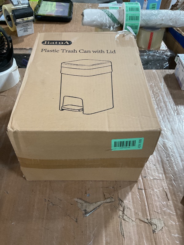 View 2 of ***SEE THE NOTES FOR DETAILS*** 
JiatuA Slim Step Trash Can with Lid, 4 Gallon White