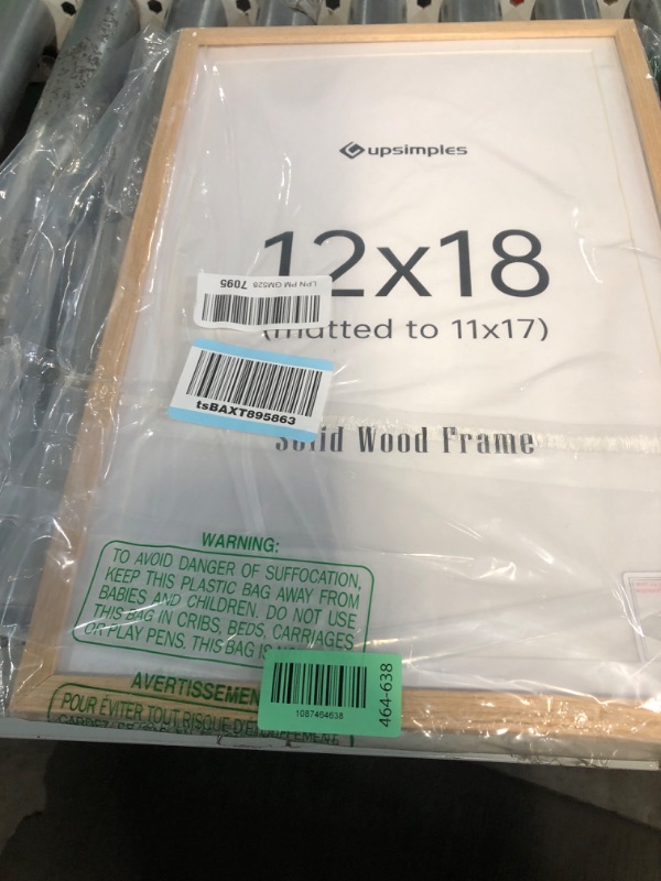 View 2 of ***minor damage on one corner***upsimples 12x18 Natural Solid Wood Picture Frame