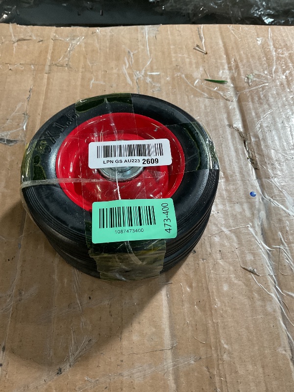 View 2 of (2-Pack) AR-PRO 6” x 1.5” Flat Free Solid Rubber Wheel Assemblies - Replacement Hand Truck Wheels with Ball Bearings and 1/2” Bore Hole Diameter - Heavy-Duty Solid Rubber Wheels 132 lbs Load Capacity