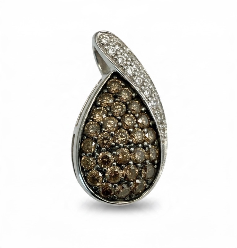 View 1 of 10K WHITE GOLD 1ctw CHOCOLATE DIAMOND PENDANT 2.7 G #9