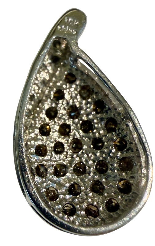 View 3 of 10K WHITE GOLD 1ctw CHOCOLATE DIAMOND PENDANT 2.7 G #9