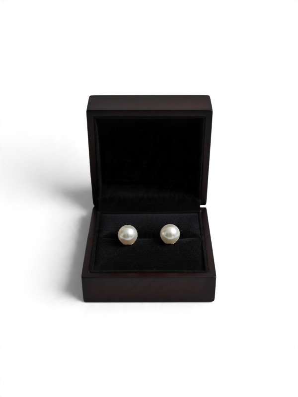 View 3 of 14K YELLOW GOLD SOUTH SEA PEARL STUD EARRINGS 2.1G #36