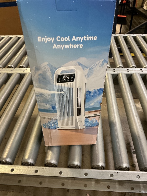 View 2 of Portable Air Conditioner, 4 in 1 Evaporative Air Cooler with Remote Control, 1200ML Water Tank, 120 Oscillating, 4 Speeds, 12H Timer, Mist Spray Tower Fan for Home Office, White