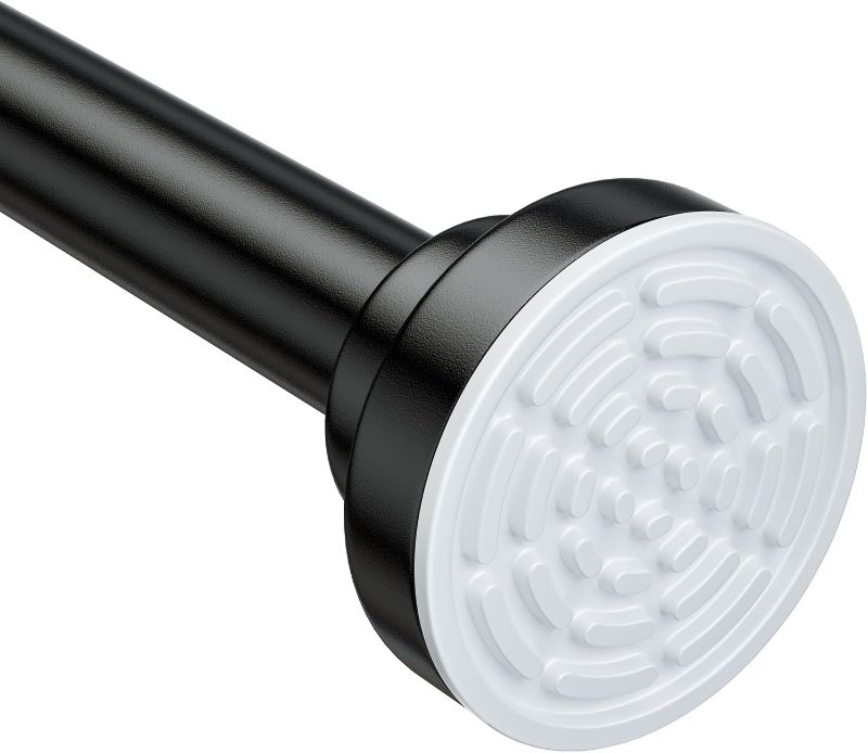 Photo 1 of Ausemku Shower Curtain Rod Tension - 32-80 Inch Never Rust Non-Slip Spring Tension Curtain Rod No Drilling Stainless Steel Curtain Rod Use Bathroom Kitchen?Black?