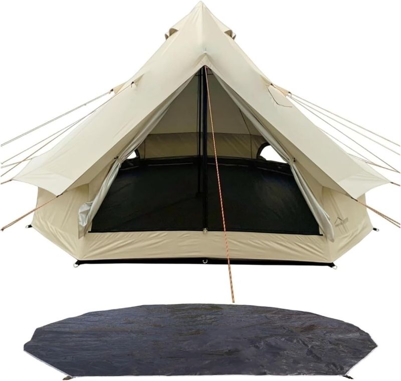 Photo 1 of DANCHEL OUTDOOR B2 Portable Yurt with Stove Jack for All Year Living, 4 Season Bell Tent 4/6 Person Family Camping Glamping Gears 300D Oxford Khaki,13ft/16.4ft