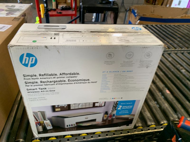 Photo 1 of HP Smart Tank 5000 Wireless All-in-One Ink Tank Printer, Scanner, Copier with 2 Years of Ink Included, Best-for-Home, Cartridge-Free, Refillable and AI-Enabled. (5D1B6A)