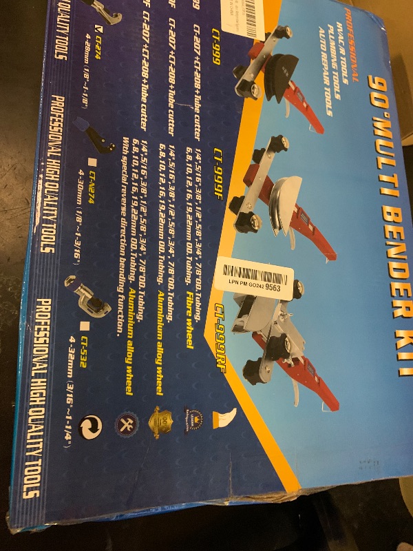 Photo 1 of kuailebuy Tube Bender Kit, for 1/4"-7/8" O.D. 90° Forward/Reverse Bending Ratcheting Tubing Bender Set, with 7 Heads,Deburring Tool,Inner Outer Reamer,for HVAC,Air Conditioning and Plumbing Repair