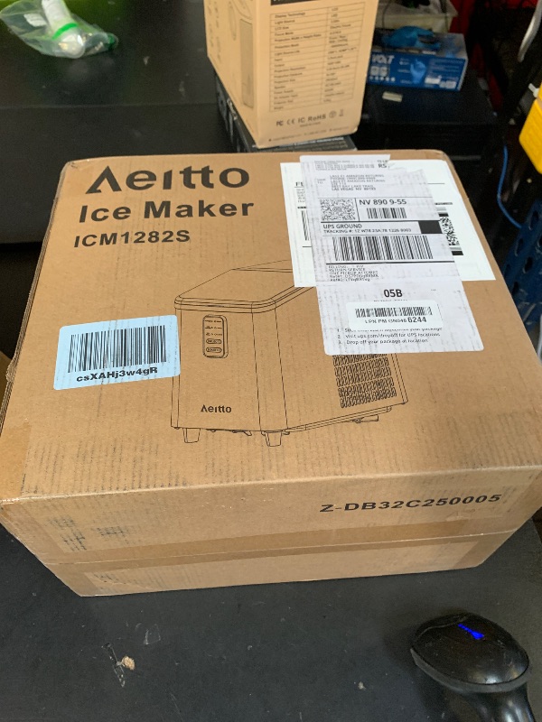 Photo 1 of Aeitto Ice Maker Countertop 26lbs/24H, Ice Machine 8 Ice Cubes Ready in 6 Mins, 2 Sizes of Bullet Ice Portable Ice Makers with Basket & Scoop, Auto Self-Cleaning for Home/Kitchen/Office Stainless