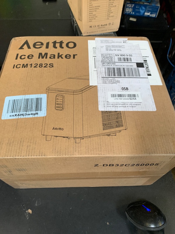 Photo 1 of Aeitto Ice Maker Countertop 26lbs/24H, Ice Machine 8 Ice Cubes Ready in 6 Mins, 2 Sizes of Bullet Ice Portable Ice Makers with Basket & Scoop, Auto Self-Cleaning for Home/Kitchen/Office Stainless