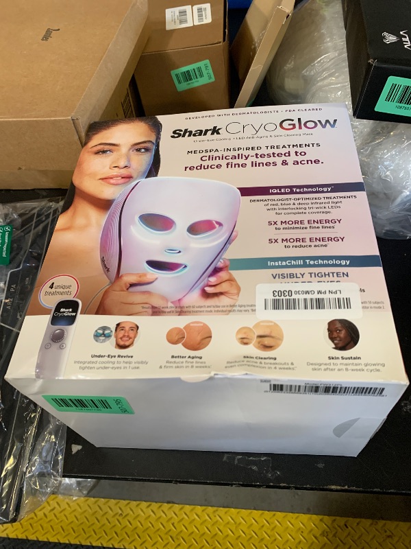 Photo 1 of Shark CryoGlow LED Face Mask with Under-Eye Cooling, Anti-Ageing & Blemish Repair, Red & Blue LED, Infrared Light Therapy, USB-C, Remote Control, Storage Bag, Lilac Chill, FW312PL