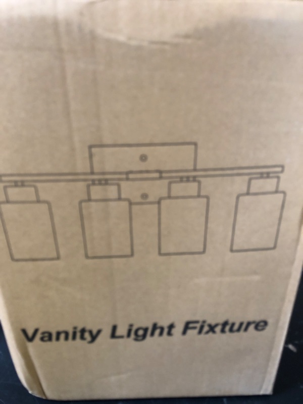 Photo 1 of Meybiok 4-Light Bathroom Vanity Light Fixture, Matte Black Finish with Frosted Glass Shades, Modern Bathroom Light Fixtures for Mirror, Living Room, or Bedroom, E26 Socket