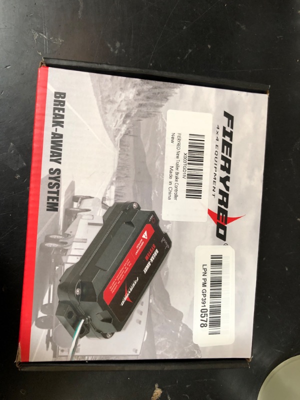 Photo 1 of FIERYRED Test-Button Trailer Breakaway Kit with LiFePO4 Battery and Charger, Integrated 4AH Battery Emergency Break-Away Controller, LED Indicator