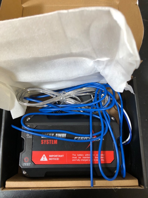 Photo 1 of FIERYRED Test-Button Trailer Breakaway Kit with LiFePO4 Battery and Charger, Integrated 4AH Battery Emergency Break-Away Controller, LED Indicator