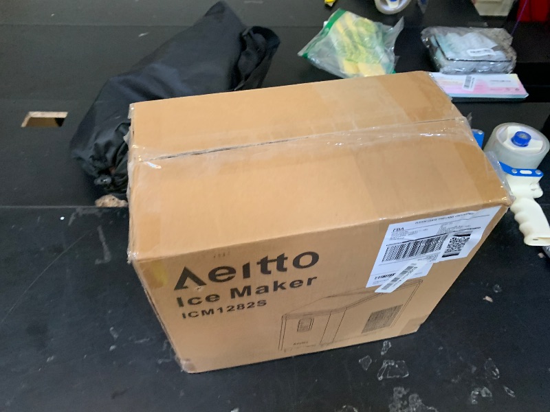 Photo 1 of Aeitto Ice Maker Countertop 26lbs/24H, Ice Machine 8 Ice Cubes Ready in 6 Mins, 2 Sizes of Bullet Ice Portable Ice Makers with Basket & Scoop, Auto Self-Cleaning for Home/Kitchen/Office Stainless