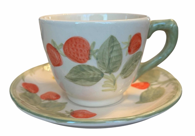 Photo 1 of FRANCISCAN EARTHENWARE STRAWBERRY FAIR PATTERN PLATE & TEACUP SET (5 PIECES) $65