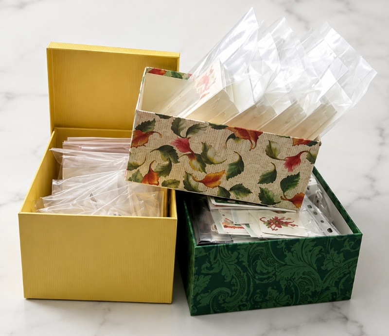 Photo 1 of THREE BOXES OF HANDMADE GREETING CARDS AND SUPPLIES