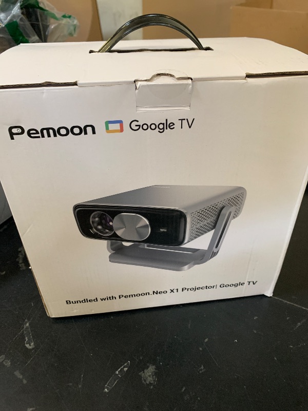 Photo 1 of Smart 4K Projector [Bundled with Google TV Stick] with WiFi and Bluetooth, 2500ANSI, Auto Lens Cap, Portable Outdoor Movie Projector with Built-in Apps Auto Focus for Ceiling/Home Theater/Bedroom