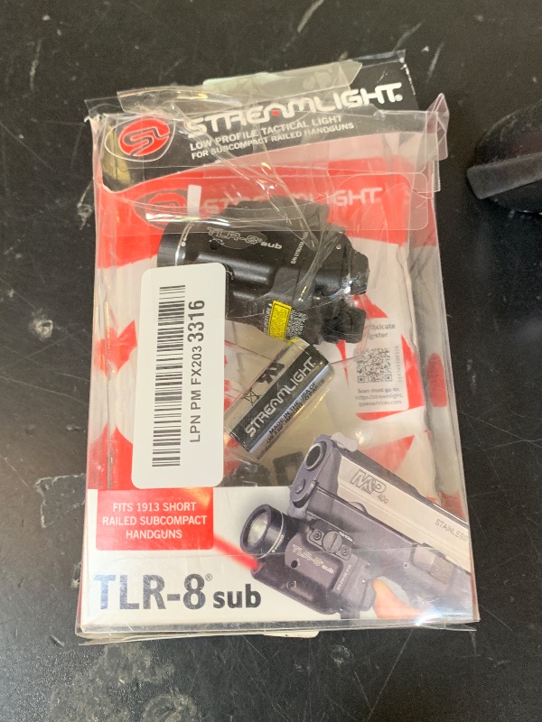 Photo 1 of Streamlight 69418 TLR-8 X sub 500-Lumen Rail-Mounted Tactical Weapon Light with Integrated Red Aiming Laser Exclusively for 1913 Short Models Only, Black