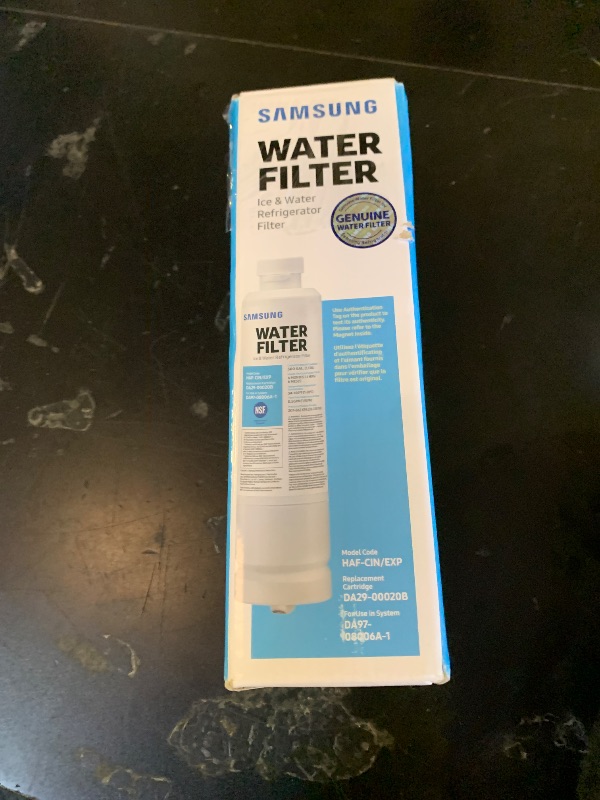 View 2 of SAMSUNG Genuine Filter for Refrigerator Water and Ice, Carbon Block Filtration for Clean, Clear Drinking Water, 6-Month Life, HAF-CIN/EXP, 1 Pack8808993705788

