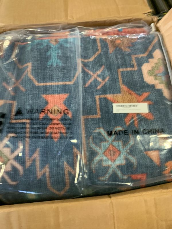 Photo 1 of Navy Blue Area Rugs 9x12 Living Room, Dining Room Rugs for Under Table - Washable Low Pile Non-Slip Rugs for Bedroom - Vintage Boho Eclectic Home Decor - Ultra Soft Faux Wool Stain Resistance