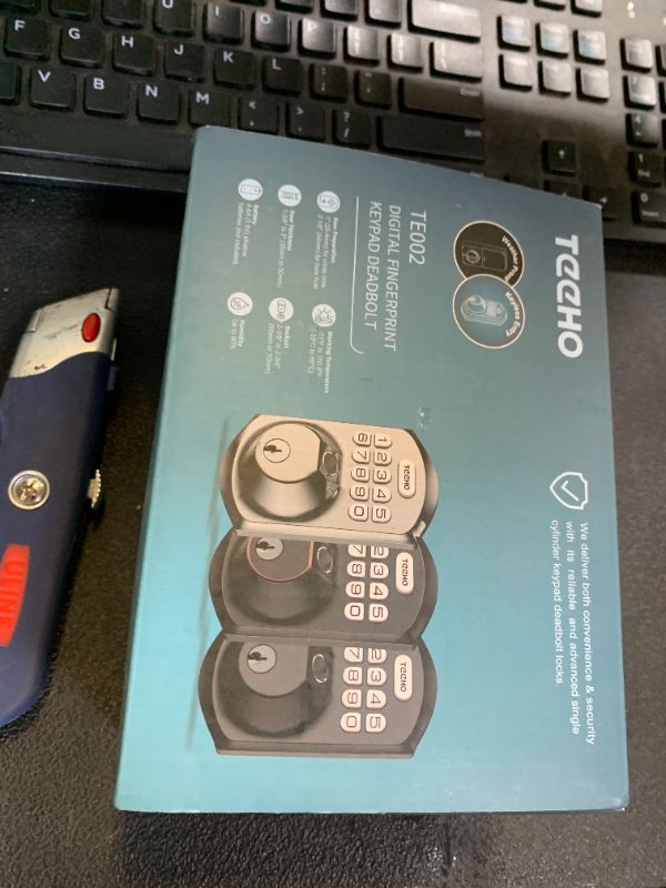 Photo 1 of TEEHO TE002 Fingerprint Door Lock - Keyless Entry Electronic Keypad Deadbolt with 2 Backup Keys - Auto Lock - Easy Installation - Smart Locks for Front Door - Matte Black