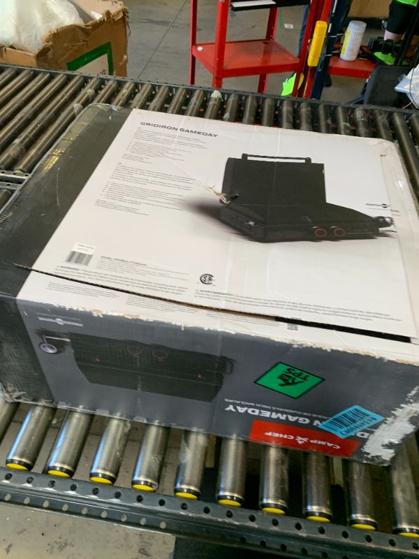 Photo 1 of Gridiron Gameday 24" Portable Propane Grill – Flat Top Tabletop Griddle with Hinged Lid, 24,000 BTUs, Flamethrower Ignition, Dual Heat Zones, Adjustable Legs for Tailgating, Camping & Outdoor Cooking