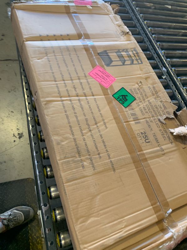 Photo 1 of RIVECO 25U Network Rack with Reinforced Top Cover - 4 Post Floor Rack on Wheels for 19" Equipment & Stereo Gear- Including Mount Power Strip & 2PCS 1U Shelves