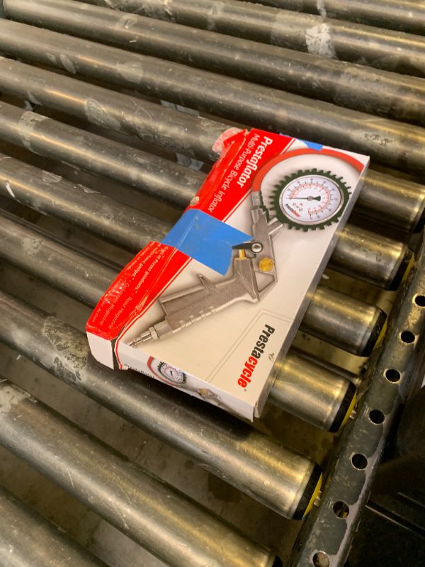 Photo 1 of Prestacycle Prestaflator Multipurpose Bicycle Tire Inflation Tool – Presta & Schrader Air Compressor Tool with QuickClick™ Heads, Steel Gauge, Variable-Rate Trigger, and High-Flex Hose